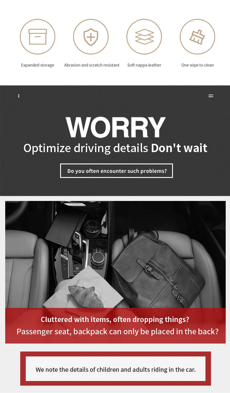 PU Leather Car Seat Organizer