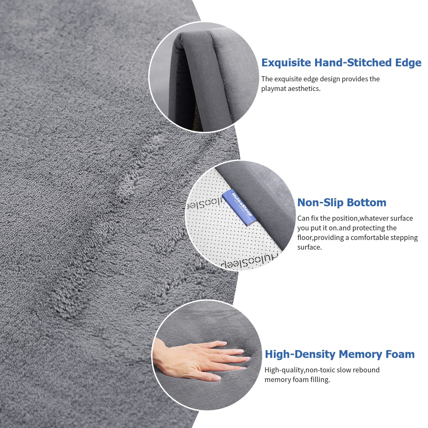 Huloosleep Baby Crawling Play Mat – Thick Soft Foam, Non-Slip Activity Rug