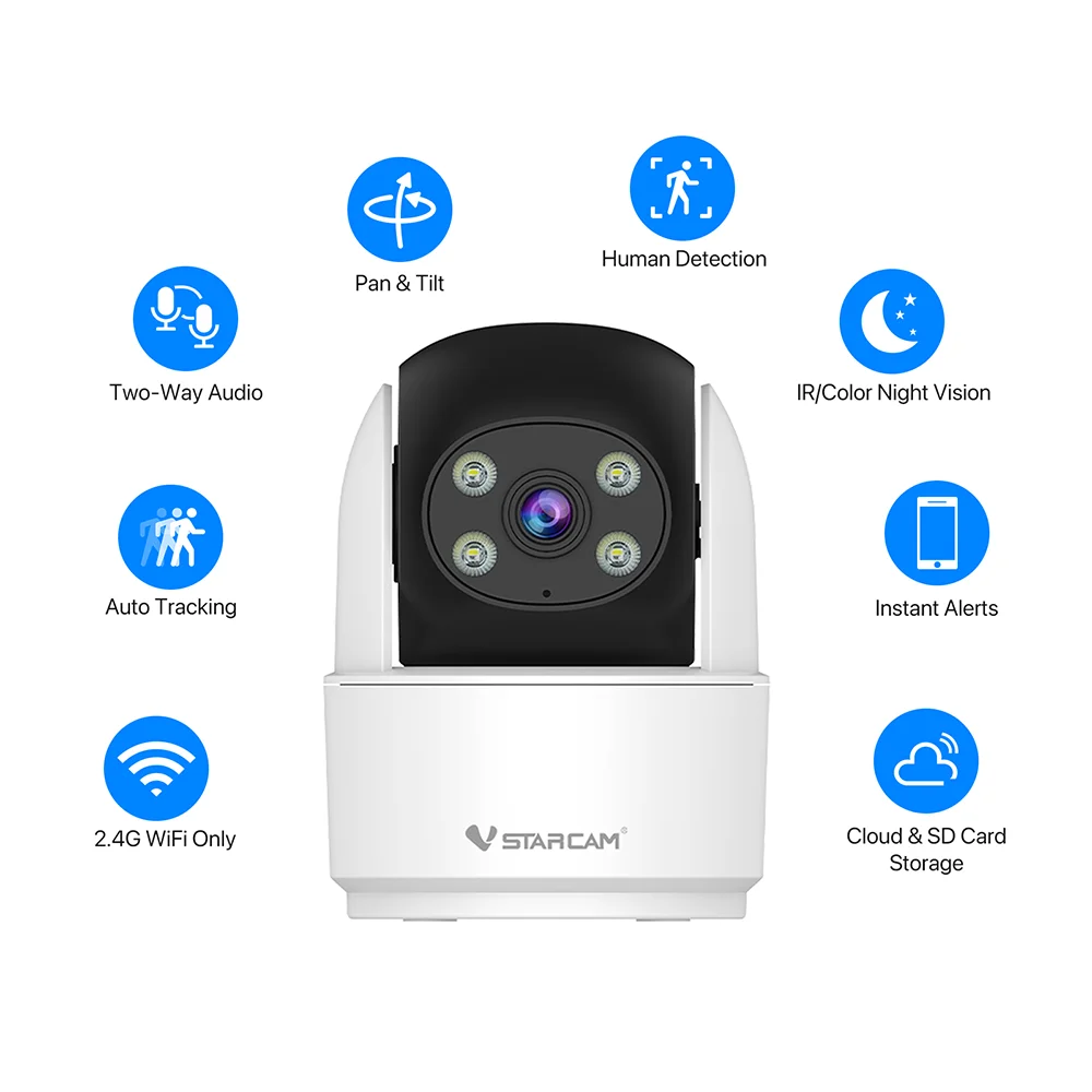 VStarCam 2MP Indoor Security Camera – Pan & Tilt, App Control, Baby & Pet Monitor