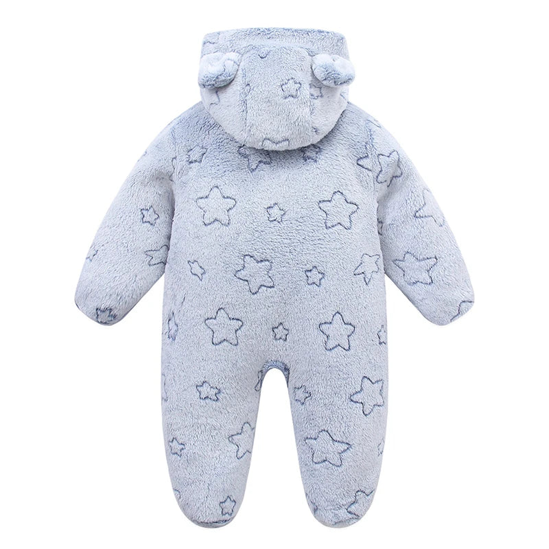 Cartoon Baby Flannel Romper – Soft, Warm Jumpsuit for Newborns