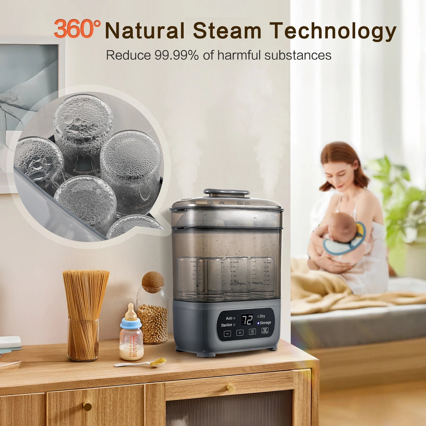 4-in-1 Bottle Sterilizer – Fast Dry & 72H Storage