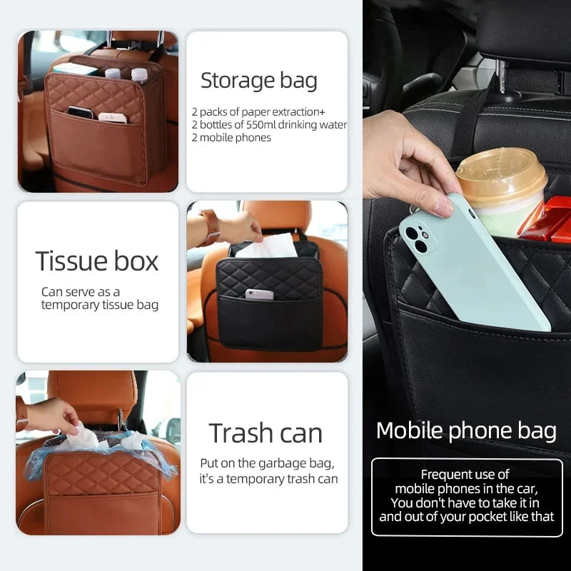 Multifunctional Leather Car Seat Organizer