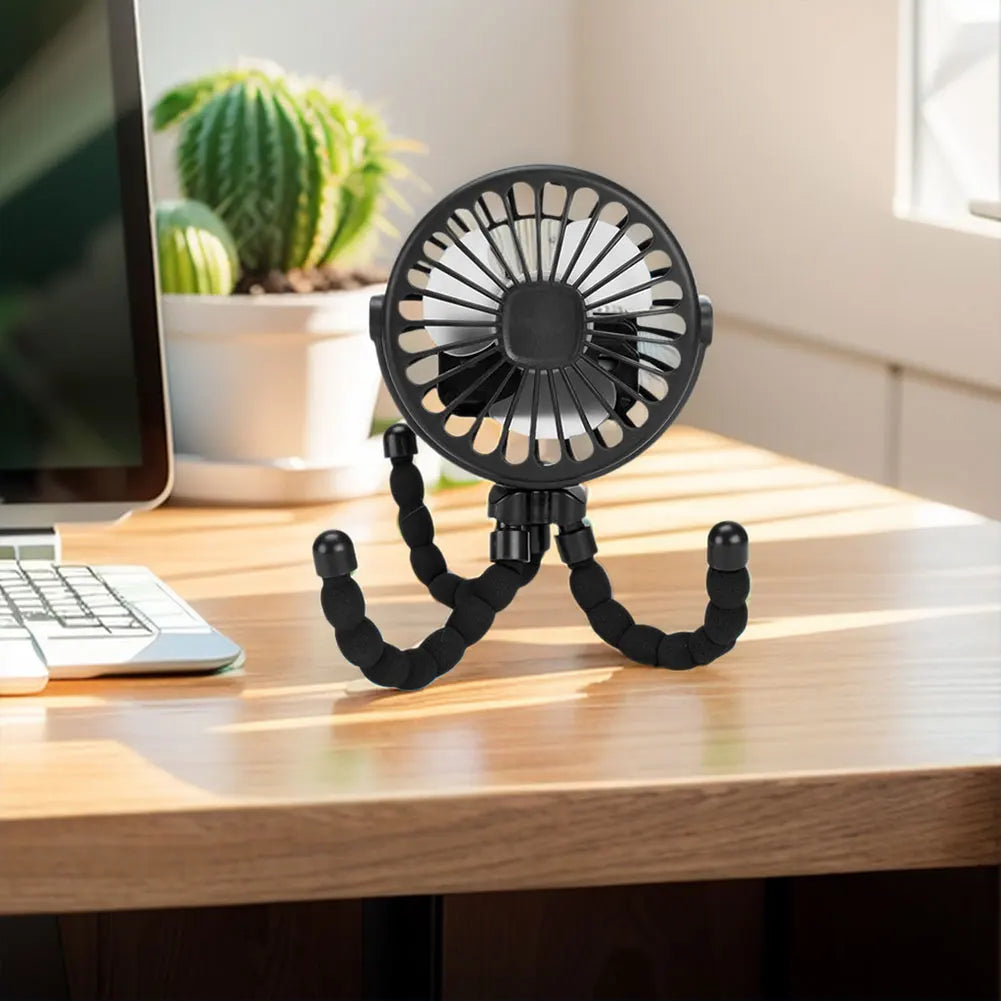 Portable Baby Stroller Fan with Flexible Tripod & USB Rechargeable Battery