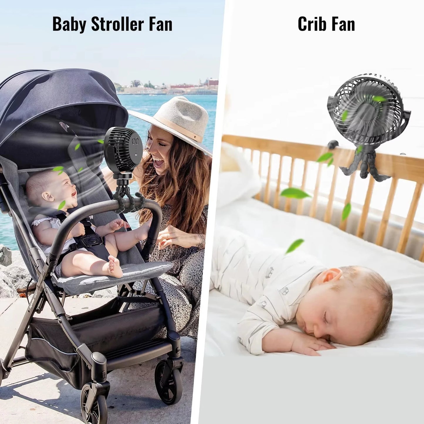 3-Speed Portable Stroller Fan with Light