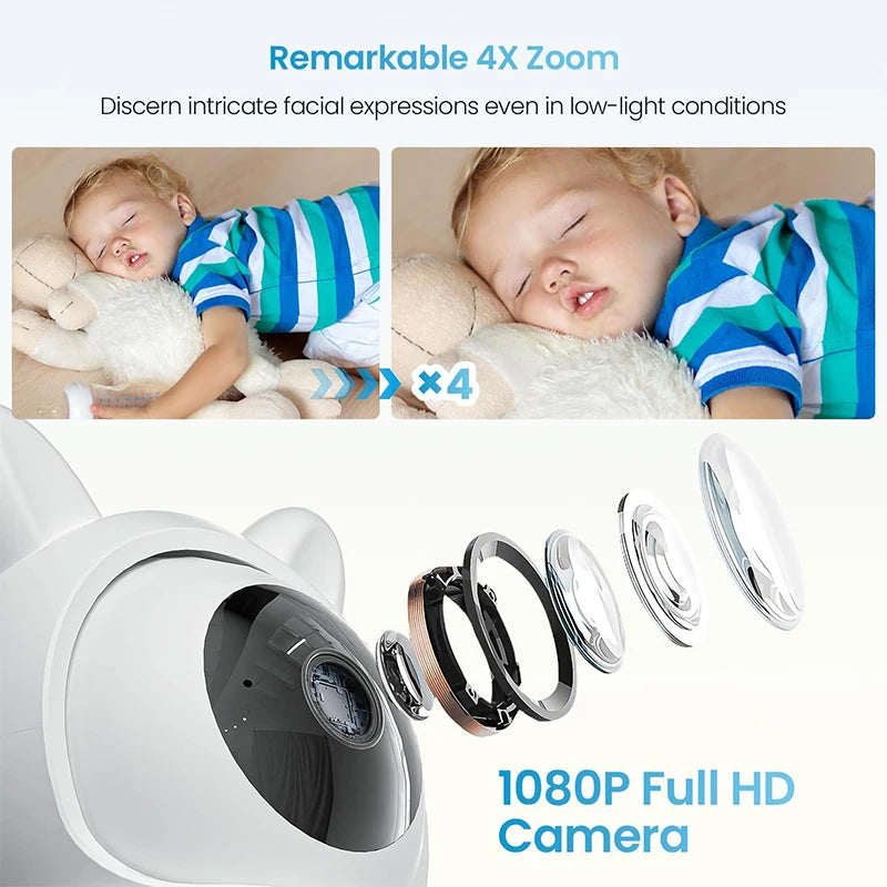 ieGeek 1080P PTZ Baby Monitor with 2 Cameras, 4.3” Screen & App Control