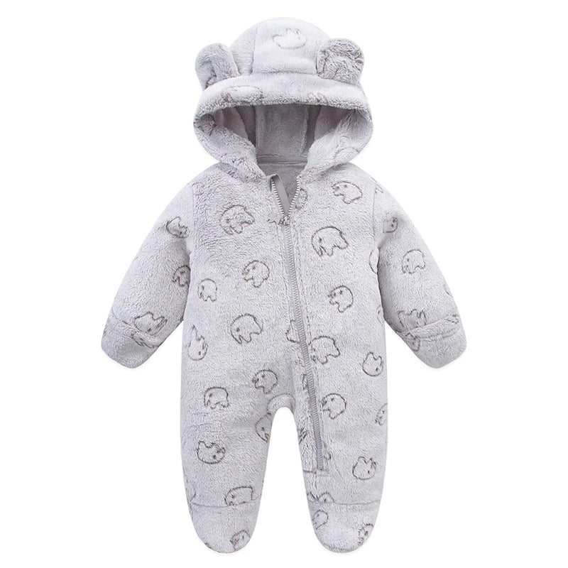 Cartoon Baby Flannel Romper – Soft, Warm Jumpsuit for Newborns