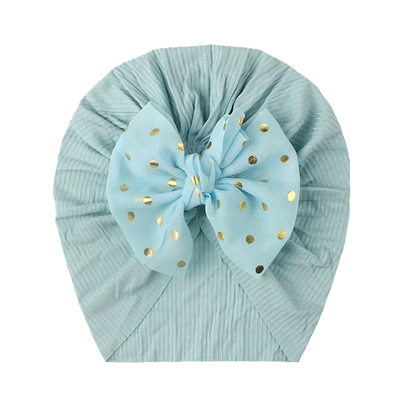 Shiny Sequin Baby Turban Hat – 3D Bow, Soft & Stretchy Fit