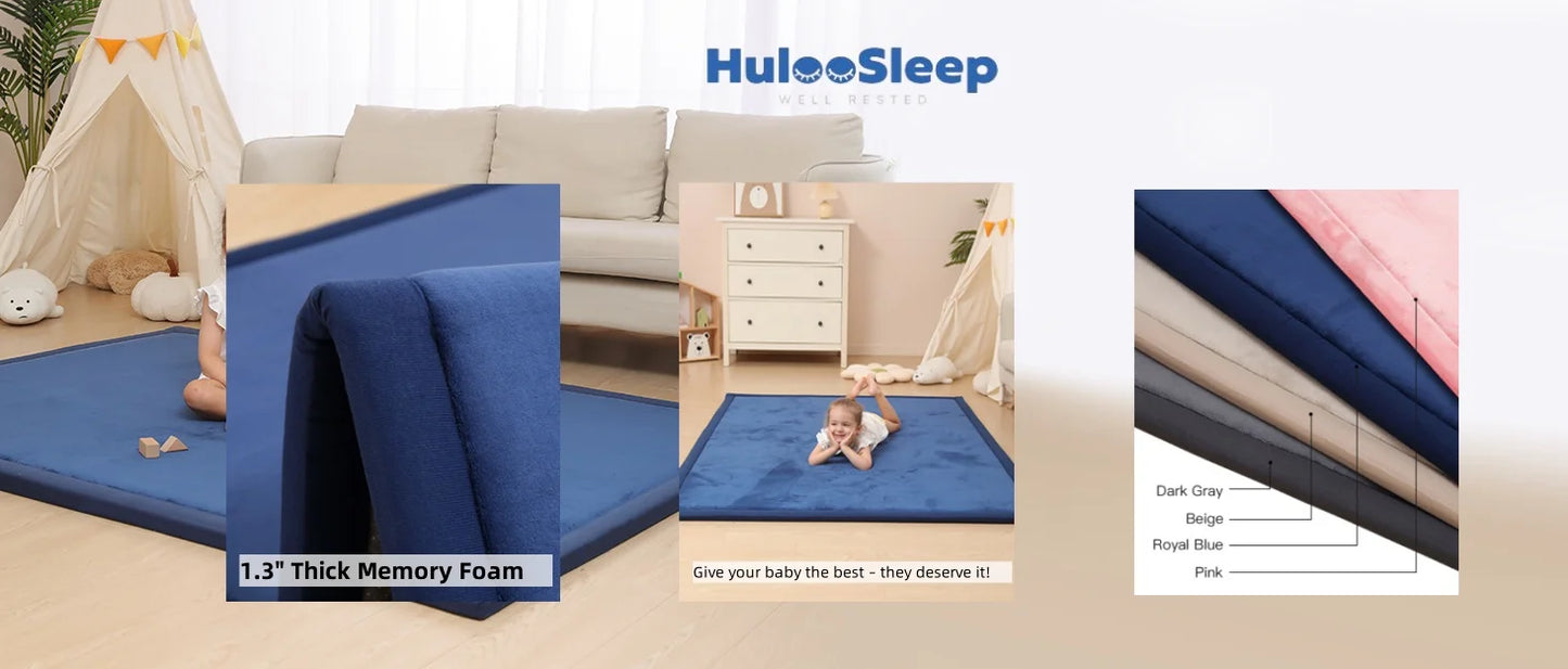 Huloosleep Baby Crawling Play Mat – Thick Soft Foam, Non-Slip Activity Rug