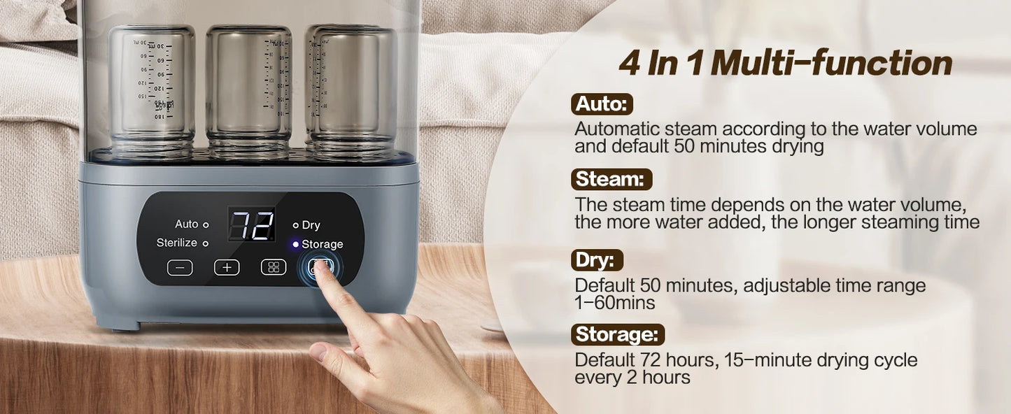 4-in-1 Bottle Sterilizer – Fast Dry & 72H Storage