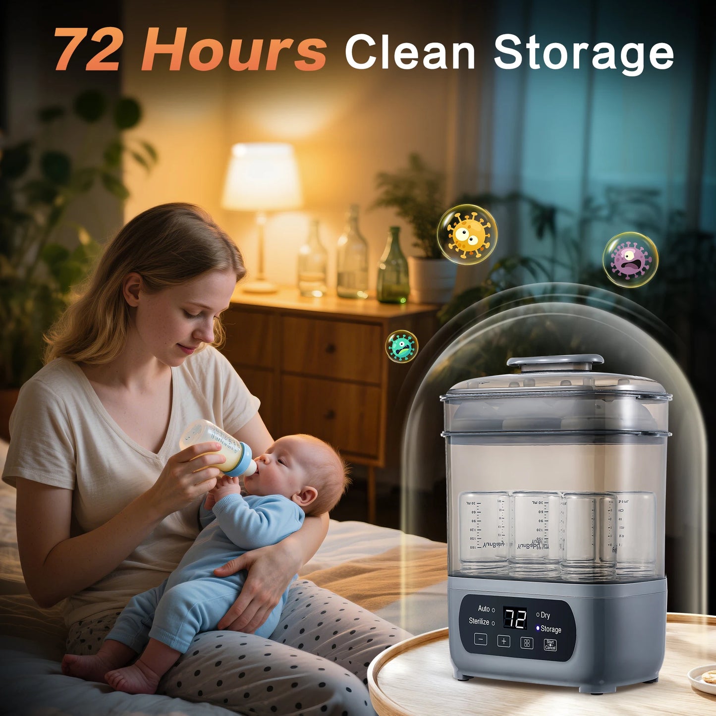 4-in-1 Bottle Sterilizer – Fast Dry & 72H Storage