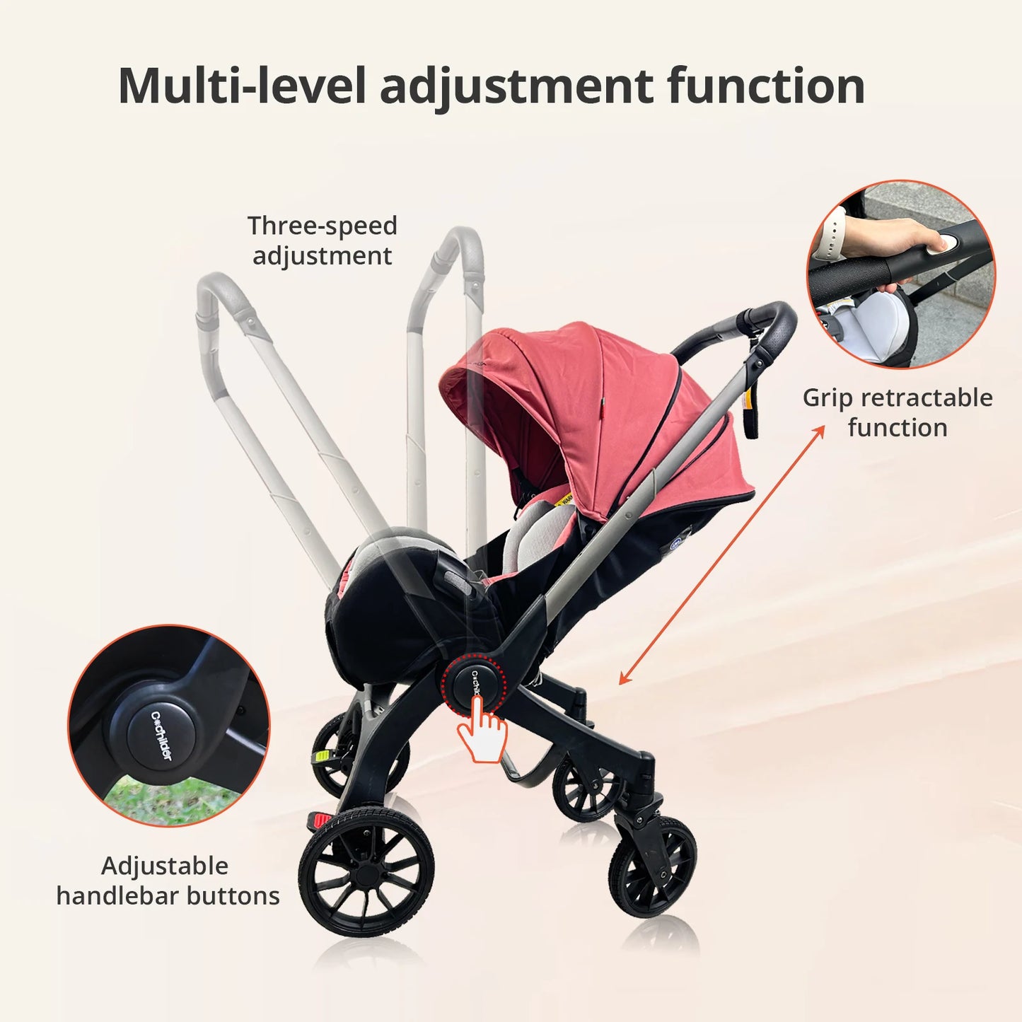 Luxury Foldable Baby Stroller – Reversible High View Newborn Pushchair