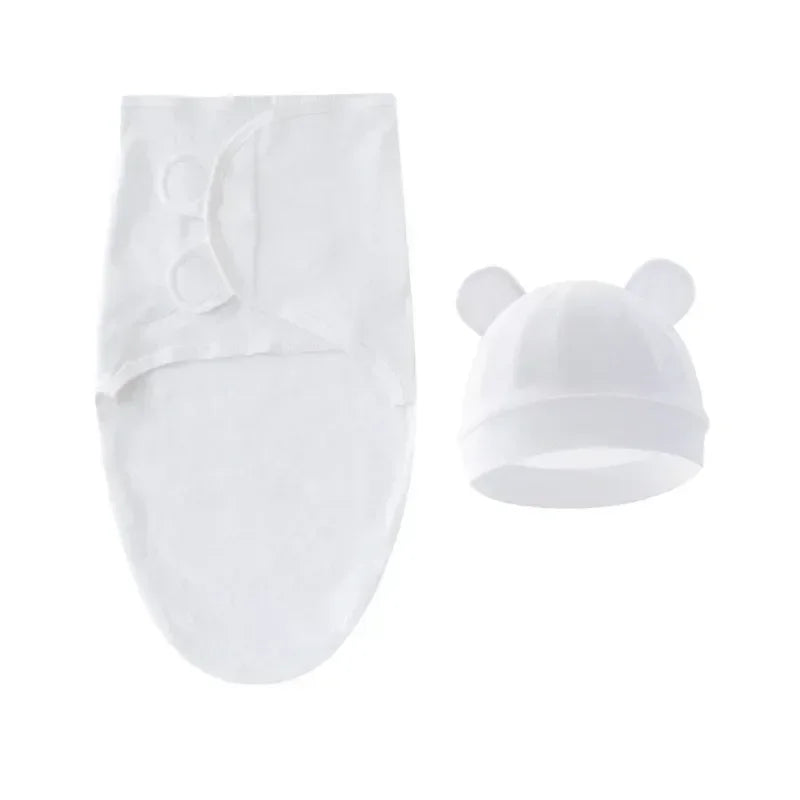 Cartoon Cotton Newborn Swaddle & Hat Set