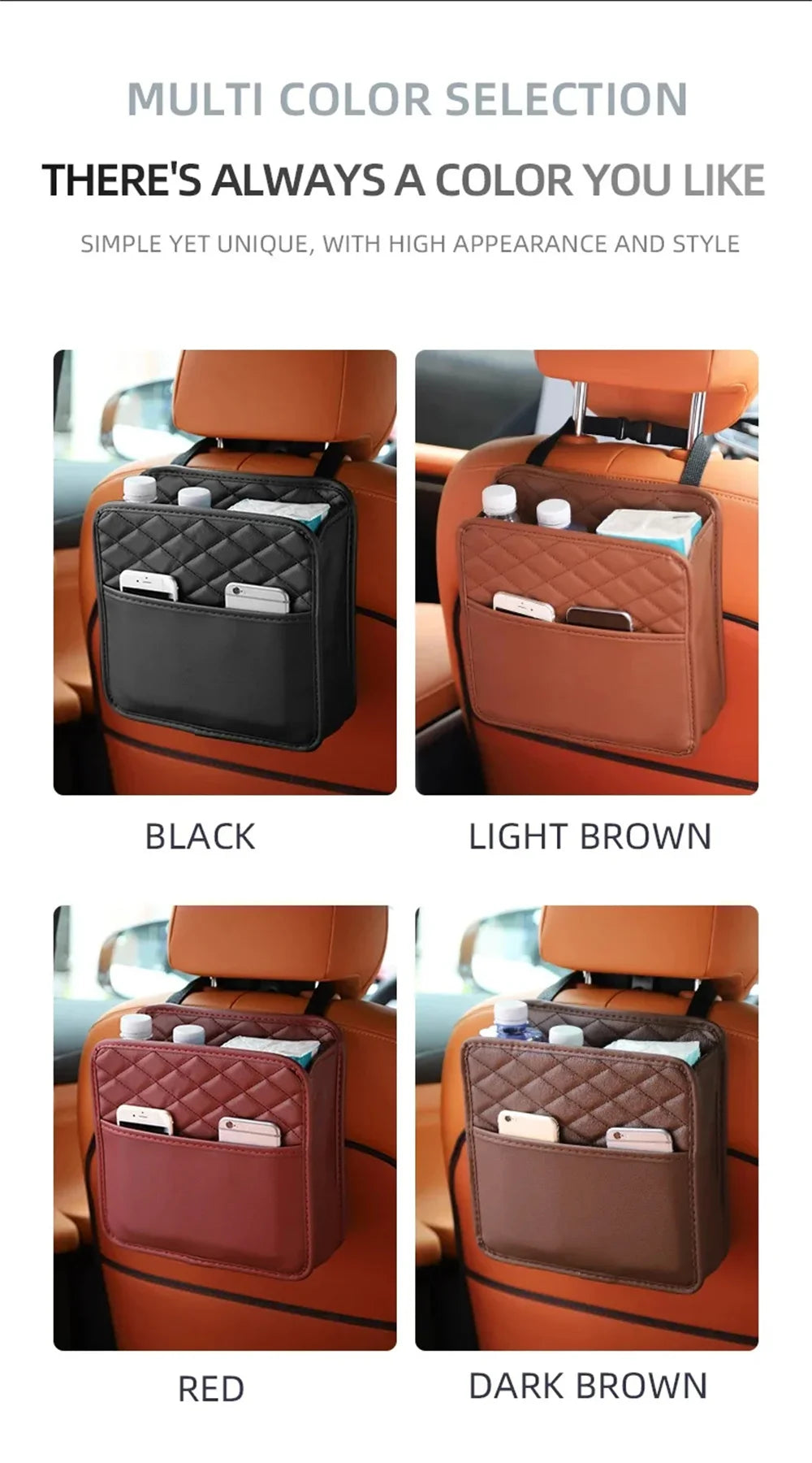 Multifunctional Leather Car Seat Organizer